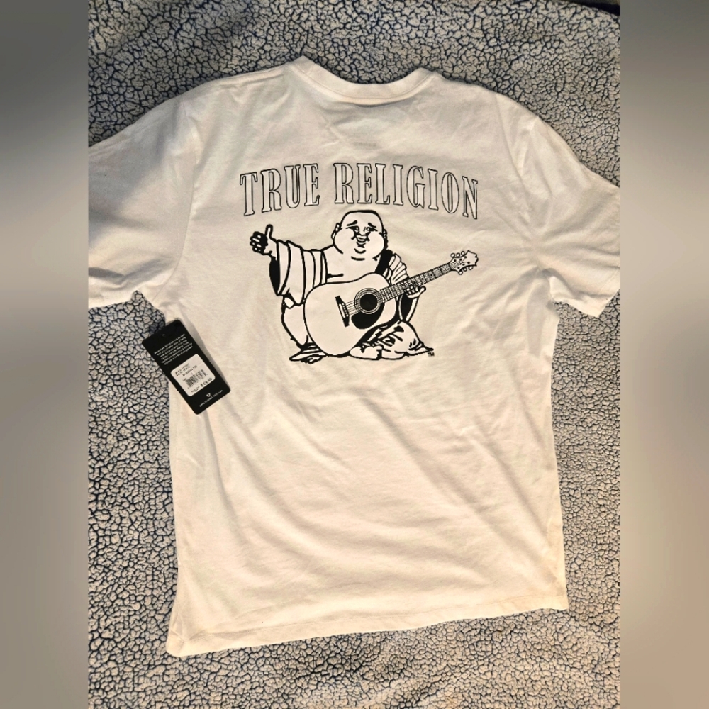 Men's True Religion White Graphic T-Shirt - Buddha Tee